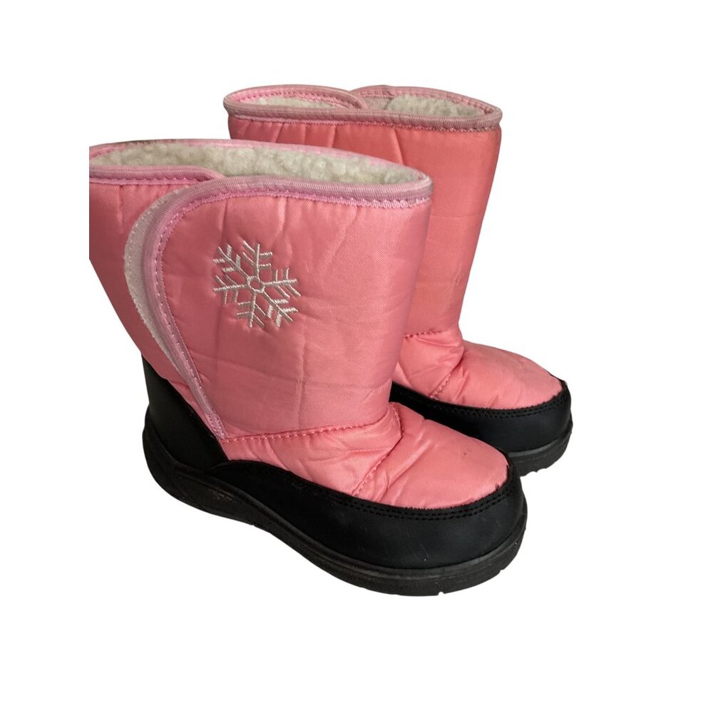 Pink & Black Snow Boots With Embroidered Snowflake  girls  size 12